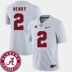 #2 Derrick Henry Alabama White Men's Jerseys College Football 2018 SEC Patch 141446-204