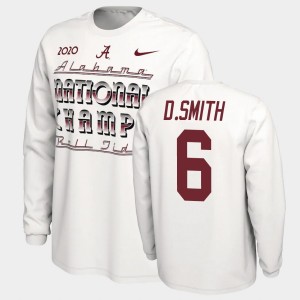 #6 DeVonta Smith Alabama White Men's T-Shirt 2020 National Champions Long Sleeve 306458-429