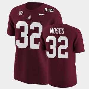 #32 Dylan Moses University of Alabama Crimson Men's T-Shirt 2020 National Champions Alumni 639524-553