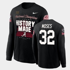 #32 Dylan Moses Crimson Black Men's T-Shirt 2020 National Champions History Made Long Sleeve 511153-739