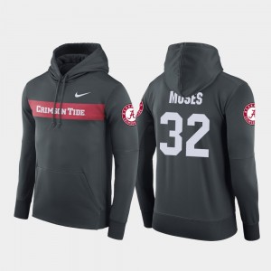 #32 Dylan Moses University of Alabama Anthracite Mens Hoodie Sideline Seismic Football Performance 285669-925