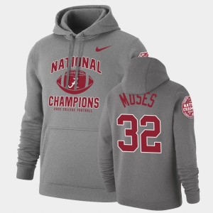 #32 Dylan Moses Alabama Heathered Gray Mens Hoodie 2020 National Champions Retro Pullover 293448-946
