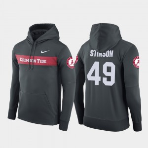 #49 Ed Stinson The Tide Anthracite Mens Hoodie Sideline Seismic Football Performance 873701-794