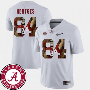 #84 Hale Hentges Alabama Crimson Tide White Men's Jerseys Pictorial Fashion Football 708371-356