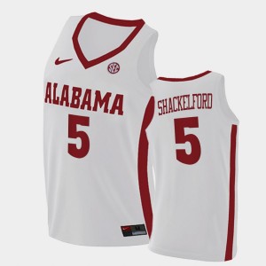 #5 Jaden Shackelford Roll Tide White Men Jersey College Basketball 2021 Swingman 318367-455