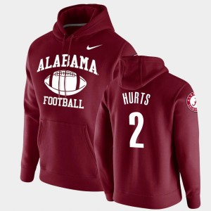 #2 Jalen Hurts Bama Crimson Men's Hoodie Retro Football Pullover 223606-769