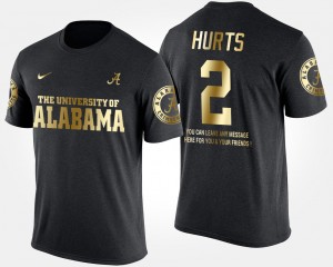 #2 Jalen Hurts Alabama Black Mens T-Shirt Gold Limited Short Sleeve With Message 345600-587