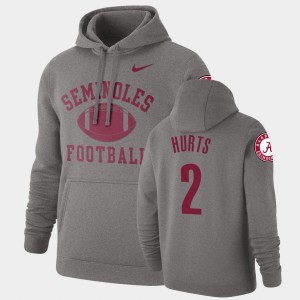 #2 Jalen Hurts Bama Heathered Gray Men's Hoodie Retro Football Pullover 376672-701