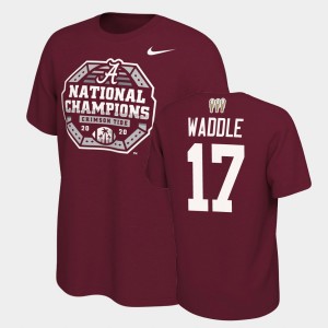 #17 Jaylen Waddle Roll Tide Crimson Men's T-Shirt 2020 National Champions 3X CFP 780309-866