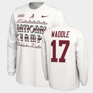 #17 Jaylen Waddle University of Alabama White Men's T-Shirt 2020 National Champions Long Sleeve 628899-930