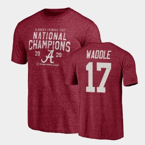 #17 Jaylen Waddle Crimson Crimson Mens T-Shirt 2020 National Champions Tri-Blend 968733-702