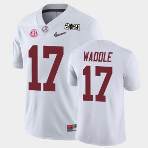 #17 Jaylen Waddle Bama White Mens Jersey 2021 National Championship Replica 639029-140