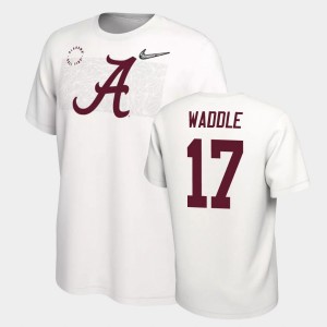 #17 Jaylen Waddle Alabama White Mens T-Shirt College Football Playoff 101237-845