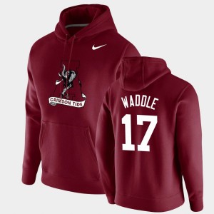 #17 Jaylen Waddle The Tide Crimson Men Hoodie Vintage School Logo Pullover 274591-146