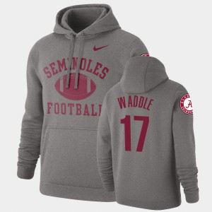 #17 Jaylen Waddle Bama Heathered Gray Men Hoodie Retro Football Pullover 292245-315
