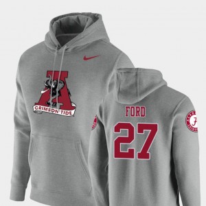 #27 Jerome Ford Roll Tide Heathered Gray Men's Hoodie Vault Logo Club Pullover 999988-328