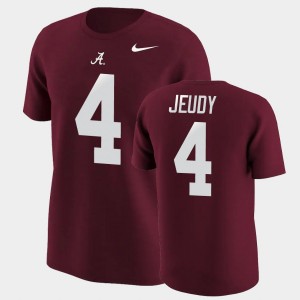 #4 Jerry Jeudy Alabama Crimson Tide Crimson Mens T-Shirt College Football Name & Number 569717-156