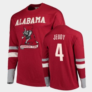 #4 Jerry Jeudy Bama Crimson Men T-Shirt Old School Football Long Sleeve 577689-861