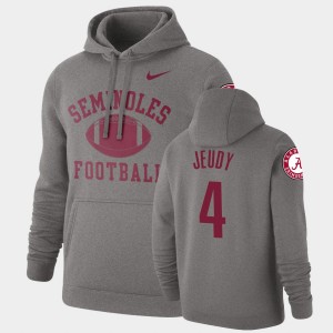 #4 Jerry Jeudy Alabama Crimson Tide Heathered Gray Mens Hoodie Retro Football Pullover 747715-397