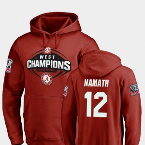 #12 Joe Namath Bama Crimson Mens Hoodie 2018 SEC West Division Champions Football 128481-716