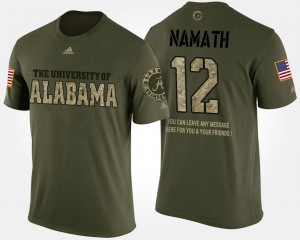 #12 Joe Namath Bama Camo Men T-Shirt Military Short Sleeve With Message 446570-106