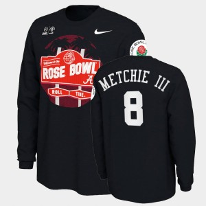 #8 John Metchie III Crimson Black Mens T-Shirt 2021 Rose Bowl Illustrated Long Sleeve 338921-654