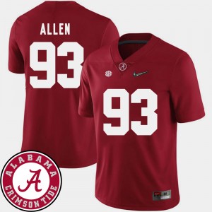 #93 Jonathan Allen University of Alabama Crimson Mens Jerseys College Football 2018 SEC Patch 289114-355