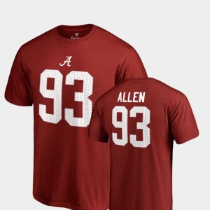 #93 Jonathan Allen Alabama Crimson Tide Crimson Men's T-Shirt College Legends Name & Number 733847-387