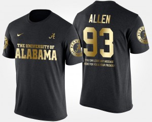 #93 Jonathan Allen Alabama Crimson Tide Black Men's T-Shirt Gold Limited Short Sleeve With Message 987841-784