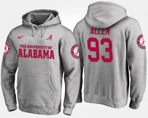 #93 Jonathan Allen Crimson Gray Men's Hoodie Name and Number University 781480-619