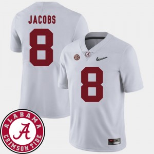 #8 Josh Jacobs Bama White Men Jersey College Football 2018 SEC Patch 761888-797