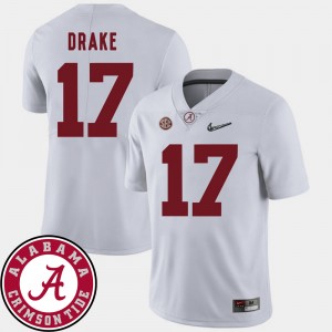 #17 Kenyan Drake Alabama White Men's Jersey College Football 2018 SEC Patch 143291-460