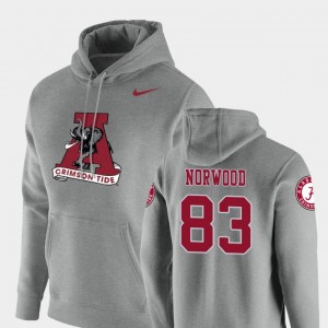 #83 Kevin Norwood University of Alabama Heathered Gray Men's Hoodie Vault Logo Club Pullover 889383-151