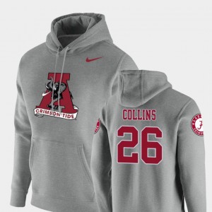 #26 Landon Collins Bama Heathered Gray Men's Hoodie Vault Logo Club Pullover 364738-755