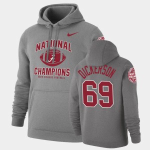 #69 Landon Dickerson University of Alabama Heathered Gray Men Hoodie 2020 National Champions Retro Pullover 145500-893