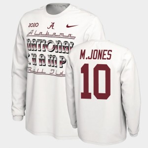 #10 Mac Jones The Tide White Men T-Shirt 2020 National Champions Long Sleeve 524838-984