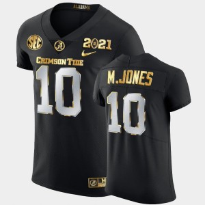 #10 Mac Jones University of Alabama Black Men's Jersey 2021 National Championship Golden Edition 453382-667