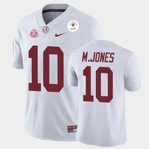#10 Mac Jones University of Alabama White Men's Jerseys 2021 Rose Bowl Champions 690935-247