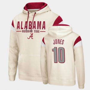 #10 Mac Jones University of Alabama Cream Mens Hoodie Fortress Pullover 402874-879