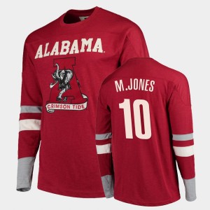 #10 Mac Jones University of Alabama Crimson Men T-Shirt Old School Football Long Sleeve 975974-252