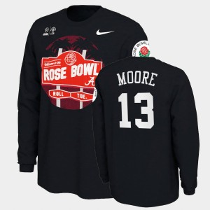 #13 Malachi Moore Bama Black Mens T-Shirt 2021 Rose Bowl Illustrated Long Sleeve 683756-823