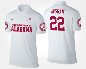 #22 Mark Ingram Alabama Crimson Tide White Men's Polo Name and Number Official 932582-281