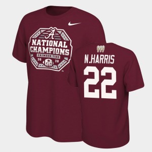 #22 Najee Harris Alabama Crimson Tide Crimson Men T-Shirt 2020 National Champions 3X CFP 694926-794