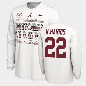 #22 Najee Harris The Tide White Men's T-Shirt 2020 National Champions Long Sleeve 342419-671