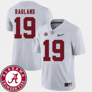 #19 Reggie Ragland Roll Tide White Men's Jersey College Football 2018 SEC Patch 156389-887