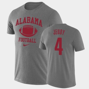 #4 Jerry Jeudy Bama Heathered Gray Men's T-Shirt Retro Football Legend Performance 844340-100