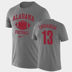 #13 Tua Tagovailoa The Tide Heathered Gray Men T-Shirt Retro Football Legend Performance 512042-109