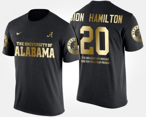 #20 Shaun Dion Hamilton Alabama Black Men's T-Shirt Gold Limited Short Sleeve With Message 553149-336
