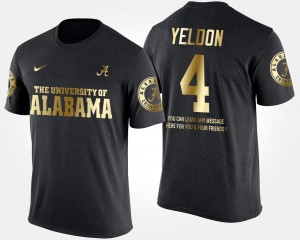 #4 T.J. Yeldon Bama Black Men T-Shirt Gold Limited Short Sleeve With Message 137820-704