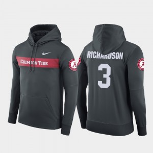 #3 Trent Richardson University of Alabama Anthracite Men's Hoodie Sideline Seismic Football Performance 277485-808
